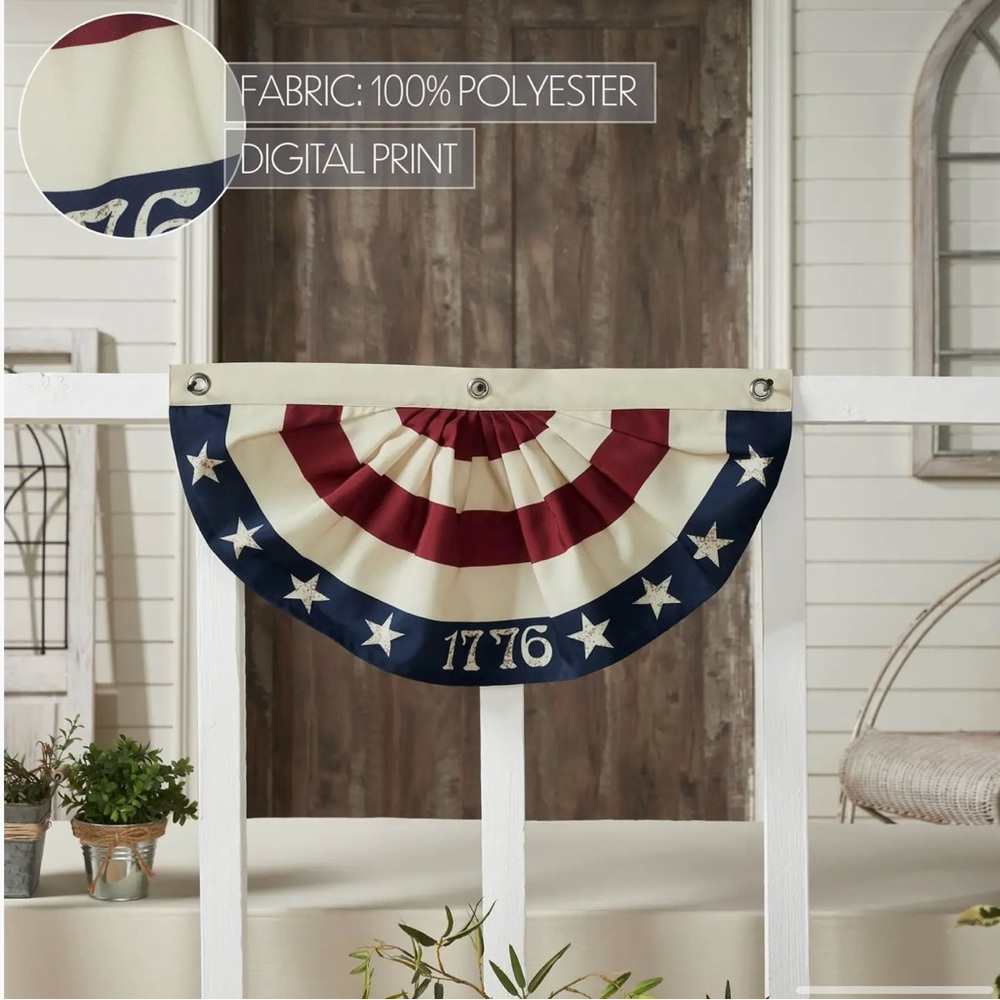 Americana 1776 Flag Bunting – Patriotic Red White Blue 12x24